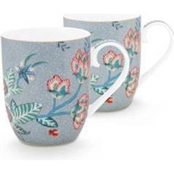 PiP Studio Flower Festival Mugg 14,5cl Set om 2 Light Blue Cup