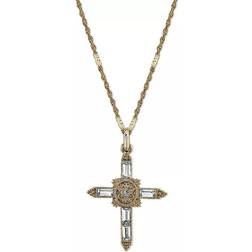 Symbols of Faith Cross Pendant Necklace - Gold/Transparent