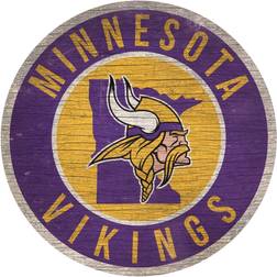 Fan Creations Minnesota Vikings Sign Wood 12 Inch Round State Design