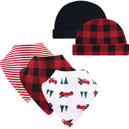 Hudson Cotton Bib and Headband or Caps Set 5-pack Christmas Tree