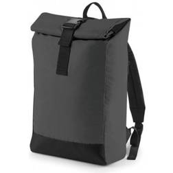 BagBase Reflective Roll Top Backpack (One Size) (Black Reflective)