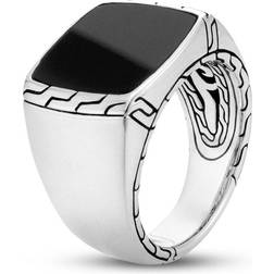 John Hardy Classic Chain Signet Ring Black Jade Sterling - Silver