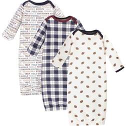 Hudson Baby Quilted Gowns 3-Pack - Football (10125783)