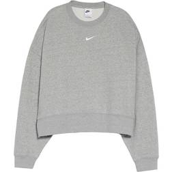 Nike Sportswear Essential Oversize Sweatshirt - Dark Grey Heather/White