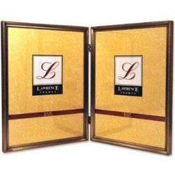 Lawrence Frames Antique Brass Hinged Double Picture Frame Bead Border Design 8" x 10" Photo Frame