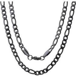 Steeltime Figaro Chain Link Necklaces - Black