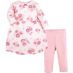 Hudson Baby Quilted Cotton Dress and Leggings - Blush Rose (10119382)