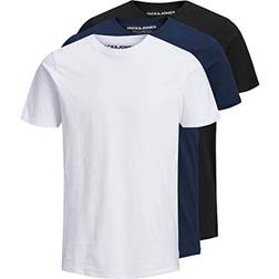 Jack & Jones Essentials cotton pack t-shirt in black/white/navy MULTI