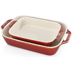 Staub Ceramic Rectangular 2-Piece Set Red Oven Dish