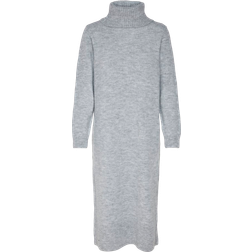 Only Roll Neck Knitted Midi Dress Light Grey, Grey, Xs, Women