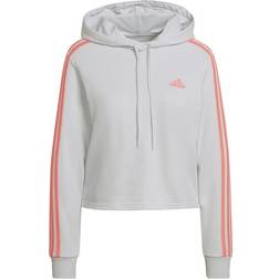 Adidas Essentials 3-Stripes Cropped Hoodie - Dash Grey/Semi Turbo