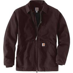 Carhartt Men's Loose Fit Washed Duck Sherpa Lined Coat - Dark Brown