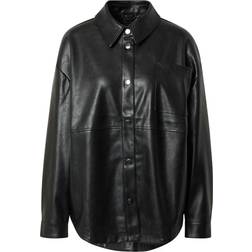 Urban Classics Faux Leather Overshirt - Black