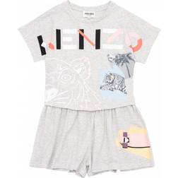 Kenzo Girl's Printed Logo - Light Grey