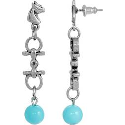 1928 Jewelry Southwest Horse Linear Post Earrings - Silver/Turquoise