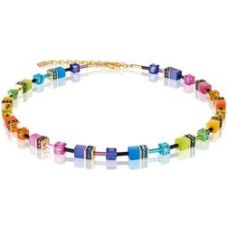 Coeur de Lion Geo Cube Rainbow Necklace - Gold/Multicolour