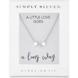 Simply Triple Heart Pendant Necklace - Silver/Transparent