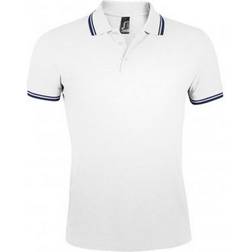 Sol's Pasadena Tipped Short Sleeve Pique Polo Shirt - White/Navy