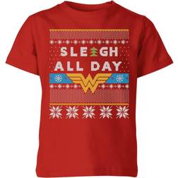 DC Comics Kid's Wonder Woman 'Sleigh All Day Christmas T-shirt - Red