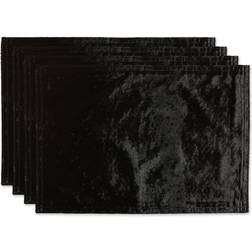 Design Imports Velvet Collection Tabletop, Placemat Set, Black 4 Count Coaster