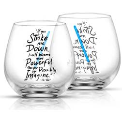 Joyjolt Star Wars New Hope Obi-Wan Kenobi Blue Lightsaber Stemless Drinking Glass 44.4cl 2pcs