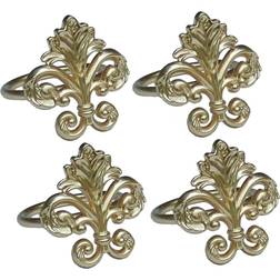 Manor Luxe Fleur de Lis Elegant Gold Metal (Set of 4) Napkin Ring