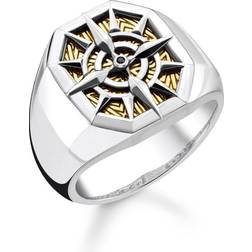 Thomas Sabo Compass Ring - Silver/Gold/Black