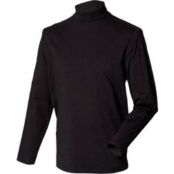 Henbury Mens Long Sleeve Cotton Rich Roll Neck Top Sweatshirt (Black)