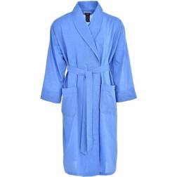 Men Woven Shawl Collar Robe (XXX-Large/XXXX-Large Long Blue)