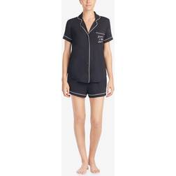 Women's Short Sleeve Modal Knit Notch Short Pajama Set