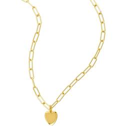Adornia Heart Charm Paper Clip Chain Necklace - Gold