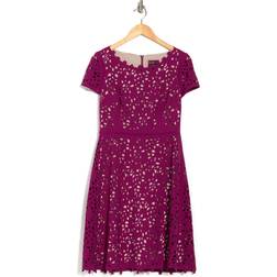 Shani Laser Cutting Fit and Flare Dress - Raspberry/Nude