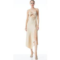 Alice + Olivia and Harmony Twist Cutout Slip Dress Sand