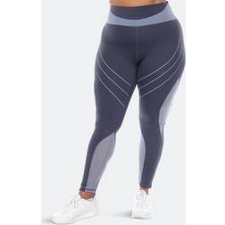 White Mark PS580-03-2X Women Plus High-Waist Mesh Fitness Leggings