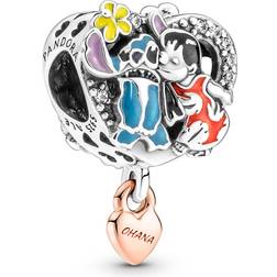 Pandora Disney Ohana Lilo & Stitch Inspiriertes Charm - Silver/Gold/Multicolour