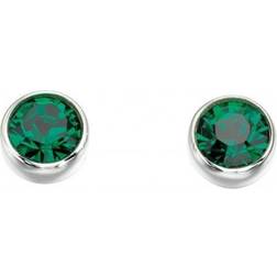 Beginnings Sterling E4926G Emerald Swarovski Stud Earrings