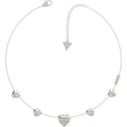 Guess Lovers 16-18'' Multi Heart Chain Silver Necklace