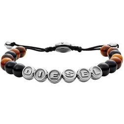 Diesel Beads Bracelet - Silver/Agate/Brown