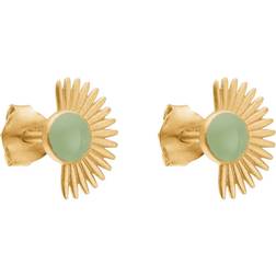 ENAMEL Copenhagen Soleil Stud Earrings - Gold/Dusty Green