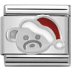 Nomination Composable Classic Teddy and Santa Hat Charm - Silver/Red/White