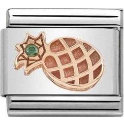 Nomination Composable Classic Link Pineapple Charm - Silver/Rose Gold/Green