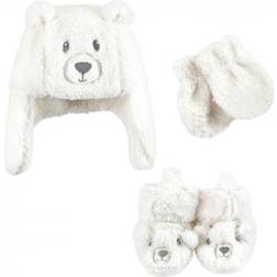 Hudson Trapper Hat, Mitten and Bootie Set - Cream Bear