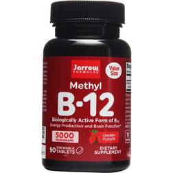 Jarrow Formulas Methyl B-12 Value Size Cherry 5000 mcg. 90 Chewable Tablets