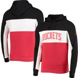 JUNK FOOD Men's Black/White Houston Rockets Wordmark Colorblock Fleece Pullover Hoodie