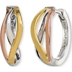 Engelsrufer Paradise Sterling Rhodium Rose Plated 16.5mm Hoop Earrings ERE-PARADISE-TRI-CR