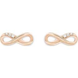 s.Oliver Stud earrings Women Ear jewelry, with Zirconia synth, 0,4 cm, Rosé, Infinity, Comes in jewelry gift box, 2019927