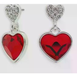 Jon Richard Dancing Heart Drop Earrings, Red/Silver