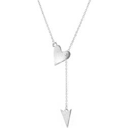 Adornia Rhodium Over Heart Arrow Lariat Necklace