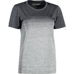 Geyser Women's Seamless Striped T-shirt - Graphite Melange
