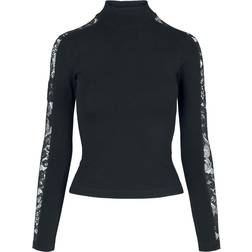 Urban Classics Lace Striped Long Sleeve Sweater - Black